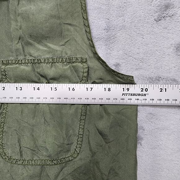 Vintage 80s Jonathan Martin Top Womens S Green Silk Sleeveless Button Up Preppy - Picture 7 of 9